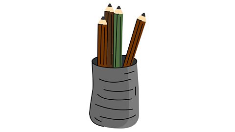 A pot with four pencils