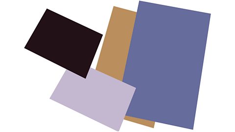 Four pieces of coloured paper