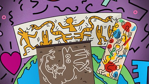 Three of Haring's murals painted in different parts of the world