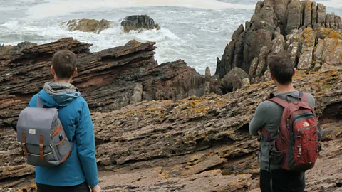 Adam Proctor Looking down at Hutton's Unconformity, on an "Anthropocene coast" (Credit: Adam Proctor)