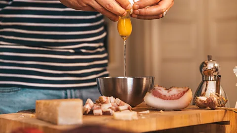 Marco_Piunti/Getty Images Today, "traditional" carbonara is made with guanciale, pecorino and egg – and never cream (Credit: Marco_Piunti/Getty Images)