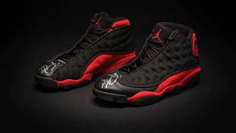 Sotheby's Sotheby's is auctioning a pair of Air Jordans, worn by the player at the NBA finals game in 1998 (Credit: Sotheby's)
