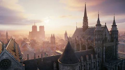 Ubisoft The Notre Dame of French Revolution-era Assassin's Creed: Unity has its iconic spire, even though it was only built in the 19th Century (Credit: Ubisoft)