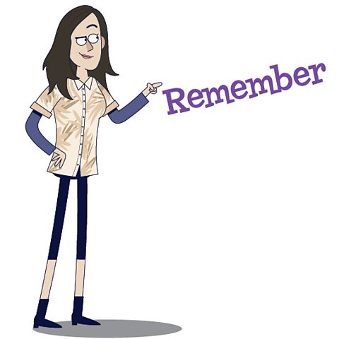 A cartoon of Anna Meredith smiling and pointing to text that says "Remember"