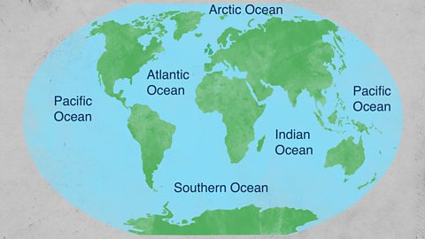 Map showing the oceans of the world