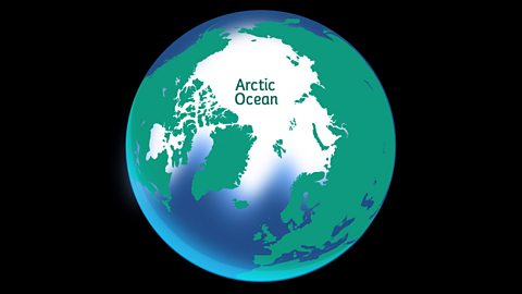 Map showing the Arctic Ocean