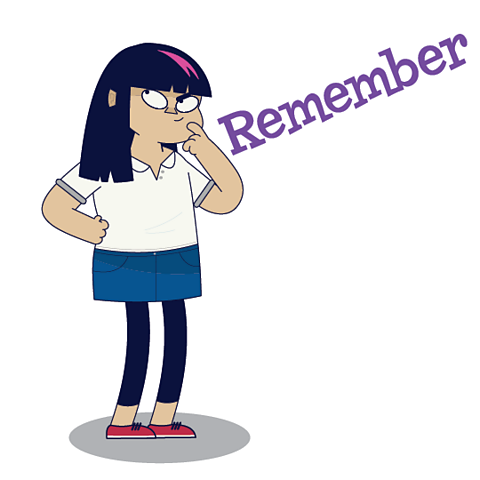 Ruby thinking with some text above that says "Remember?"