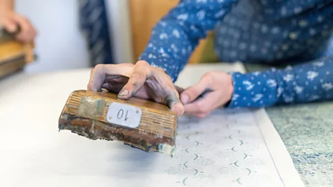 Yulia Denisyuk Only a few people in Europe still know how to make the wooden Modeln blocks used to make Blaudruck (Credit: Yulia Denisyuk)
