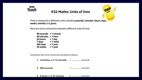 Activity sheet - units of time