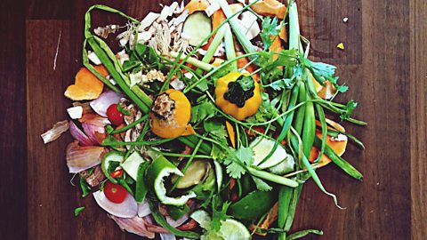A mix of vegetable peelings 