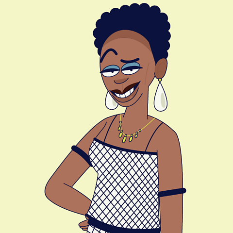 A cartoon of Nina Simone smiling.