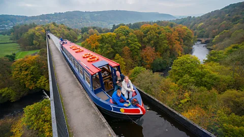 John Hayward/Alamy At the Pontcysyllte Aqueduct & Canal, visitors can take a boat or canoe over the English-Welsh border (Credit: John Hayward/Alamy)
