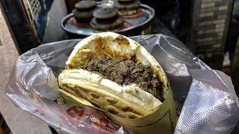 fitopardo/Getty Images Roujiamo is often served in a plastic bag (Credit: fitopardo/Getty Images)