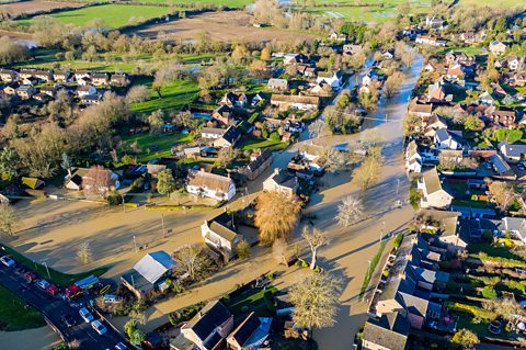 A main road in Cambridgeshire after heavy rainfall in December 2020