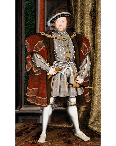 Alamy Henry VIII in his finery, portrayed in the iconic portrait by the workshop of Hans Holbein the Younger, sends a message of power (Credit: Alamy)
