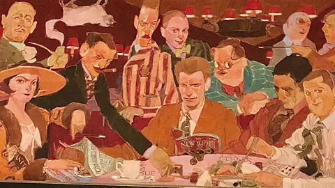 Tony Perrottet A portrait of the illustrious Round Table still hangs in the famed Algonquin Hotel (Credit: Tony Perrottet)