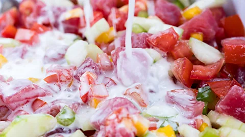 Stéphane Mailion Poisson cru is raw fish salad made with tuna and plenty of crisp vegetables (Credit: Stéphane Mailion)