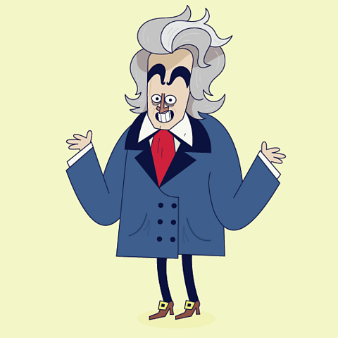 A cartoon image of Beethoven.