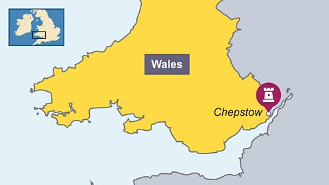 Map to show the location of Chepstow Castle