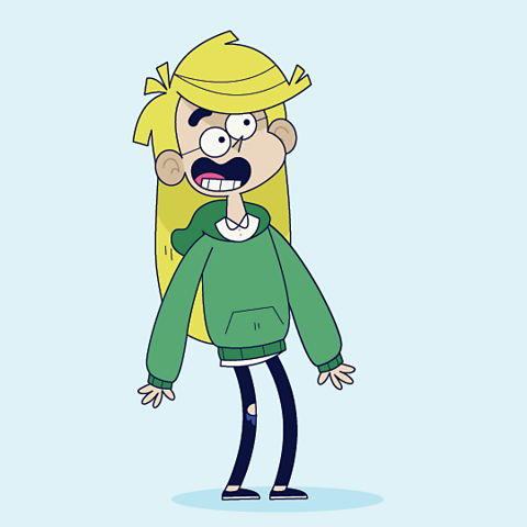 A cartoon image of a girl screaming.