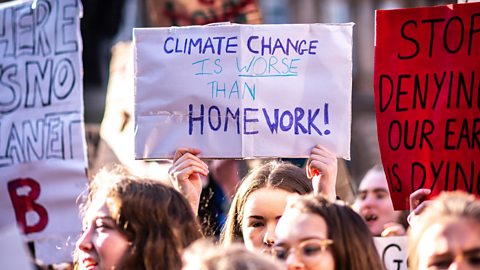 Students in Scotland at a climate change strike protest.