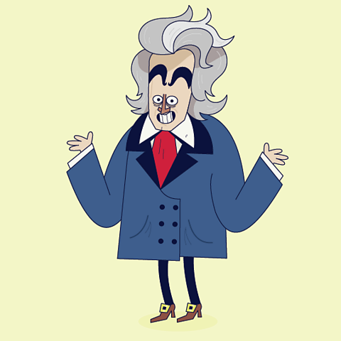 A cartoon of Beethoven.