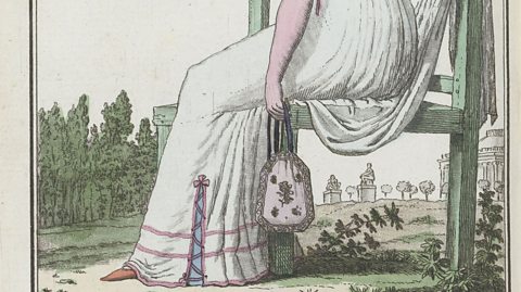 An illustration featuring a reticule from the 1800s.