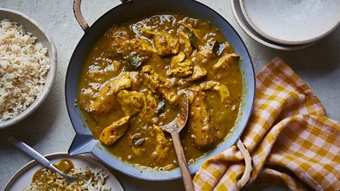 Kesar mango and chicken curry