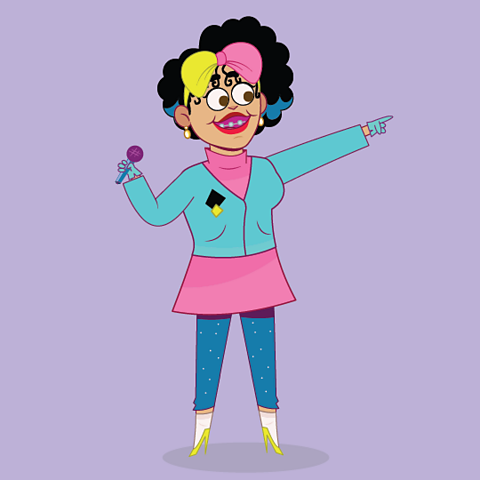 A cartoon of Poly Sterene pointing to the text to the right.