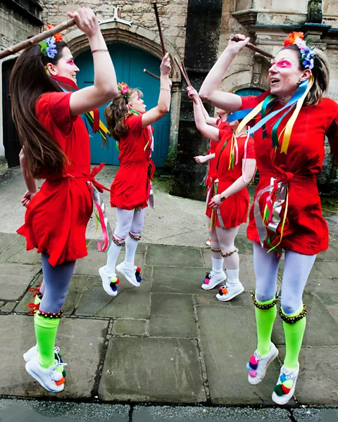 Getty Images The Boss Morris troupe bring a contemporary edge to their folk-dance performances (Credit: Getty Images)