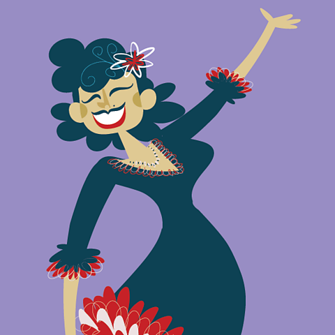 A cartoon of a female dancing the Argentine tango.