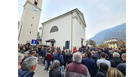 Autonomous Province of Trento Locals in Trentino, Italy, gather for a funeral service for Andrea Papi, a young man killed by a brown bear this year (Credit: Autonomous Province of Trento)