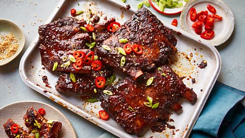 Sticky sesame and miso ribs