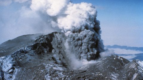 Steam eruption on Mount St. Helens in Washington State