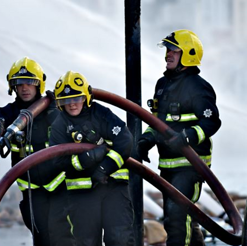 Firefighters in action