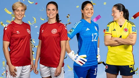 Getty Images World Cup players Simone Boye Sørensen, Luna Gevitz, Sandra Sepúlveda and Diana Ospina Garcia all share the same birthday - 3 March