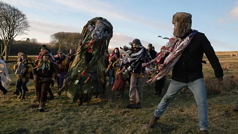 Jonny Pickup/Getty Images In protest of the ruling, people gathered to summon the ancient defender of Dartmoor, "Old Crockern" (Credit: Jonny Pickup/Getty Images)
