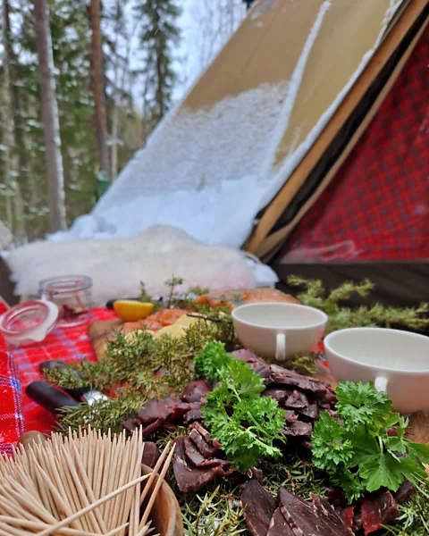 Fredrik Broman The menu at Aurora Safari Camp includes local delicacies like cured reindeer meat (Credit: Fredrik Broman)