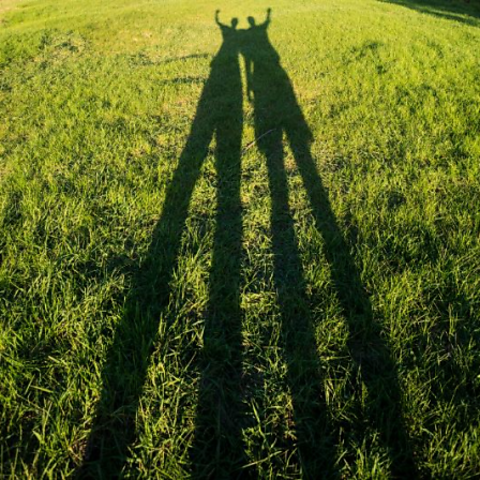 The shadows of two people