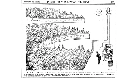 Punch Ernest Rutherford – the scientist who first split the atom – amplified early fears about the harm which could come from nuclear research; he was satirised in Punch (Credit: Punch)