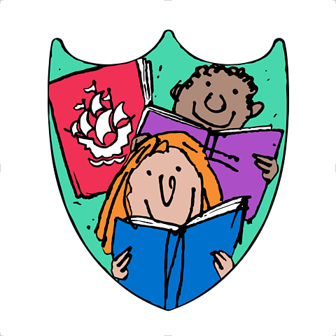 Blue Peter reading badge designed by Quentin Blake.