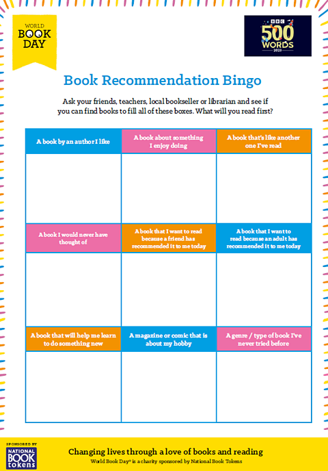 Play Book Recommendation Bingo