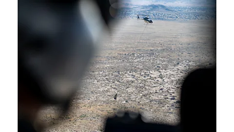 Getty Images Recovery of capsule in September 2023 by helicopter (Credit: Getty Images)