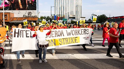 Alamy Unite Here Local 11 hotel workers in Los Angeles are still on strike for wage increases (Credit: Alamy)