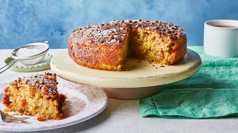 Air fryer courgette, almond and pine nut cake