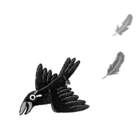 Illustration of a mynhah bird flying downwards.