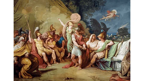 Getty Images Dispute between Achilles and Agamemnon, fulcrum of the cycle with the Stories of the Iliad, by Felice Giani (1758-1823), fresco (Credit: Getty Images)