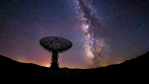 Getty Images Astronomers use radio telescopes to scan the sky for signals from space, but our own broadcasts could be picked up by similar equipment on other worlds (Credit: Getty Images)