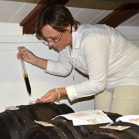 Lara Vecchi Lara Vecchi of Acetaia Bompana assesses the balsamic every spring (Credit: Lara Vecchi)