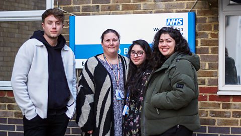 Roman Kemp with some of the Crisis Team at West London CAMHs